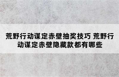 荒野行动谋定赤壁抽奖技巧 荒野行动谋定赤壁隐藏款都有哪些